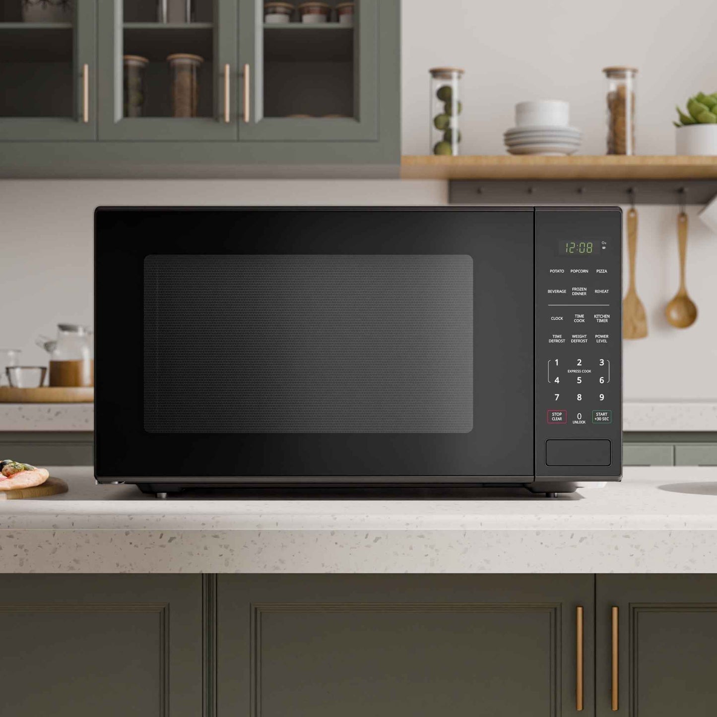 Mainstays 2.2 cu ft Countertop Microwave Oven, Black, New