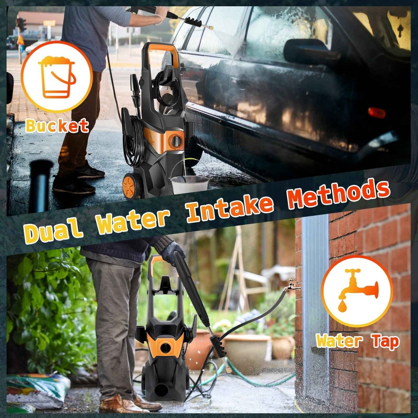 Electric Pressure Washer, 3000PSI Max 2.4 GPM Power Washer with 32 Ft Hose 32 Ft Power Cord, 4 Quick Connect Nozzles, Foam Cannon, Suitable for Clean Cars, Patios, Driveways, Fences, Pool