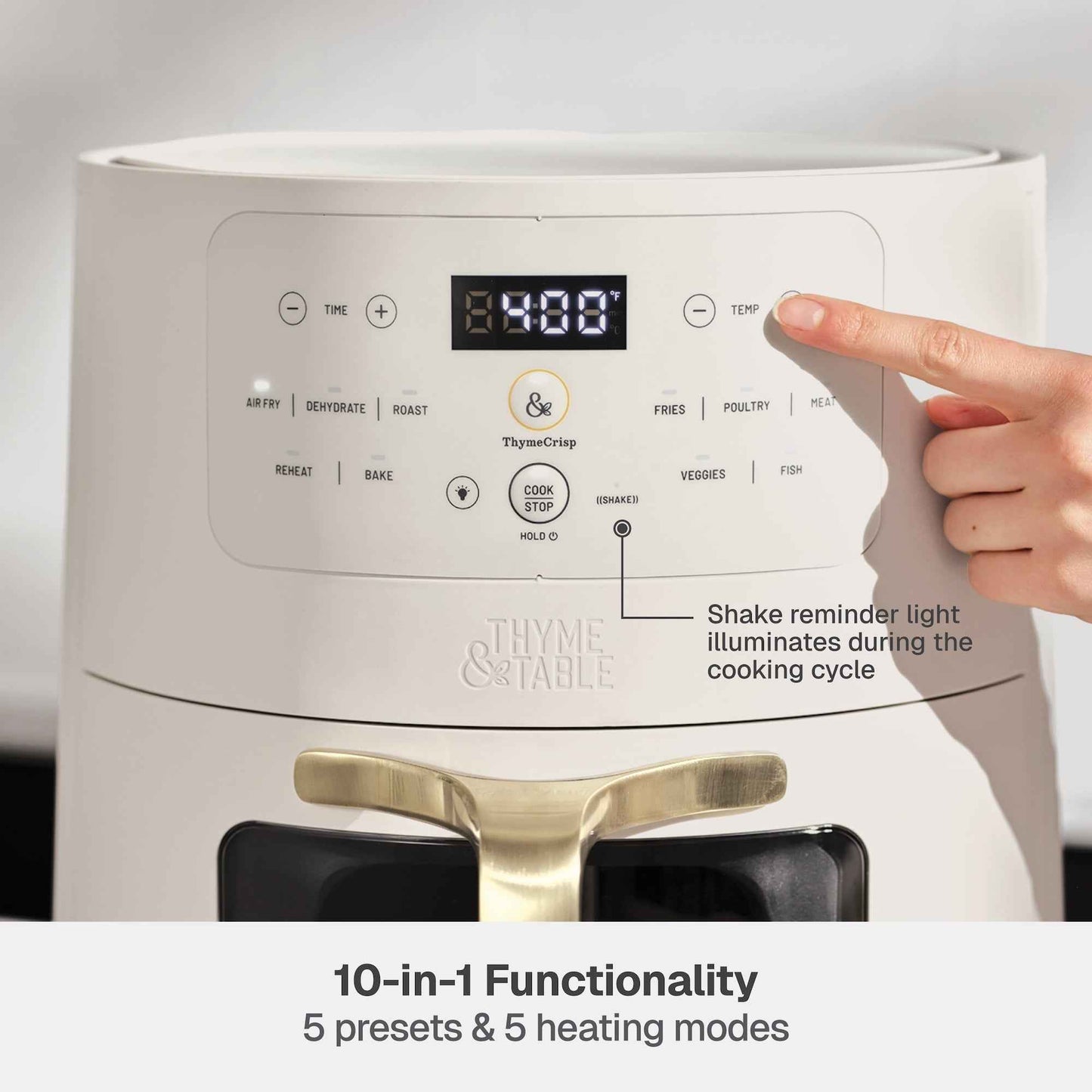 Thyme & Table 6QT Air Fryer, with ThymeCrisp™ and Ceramic-Coated Nonstick Basket, Sand White