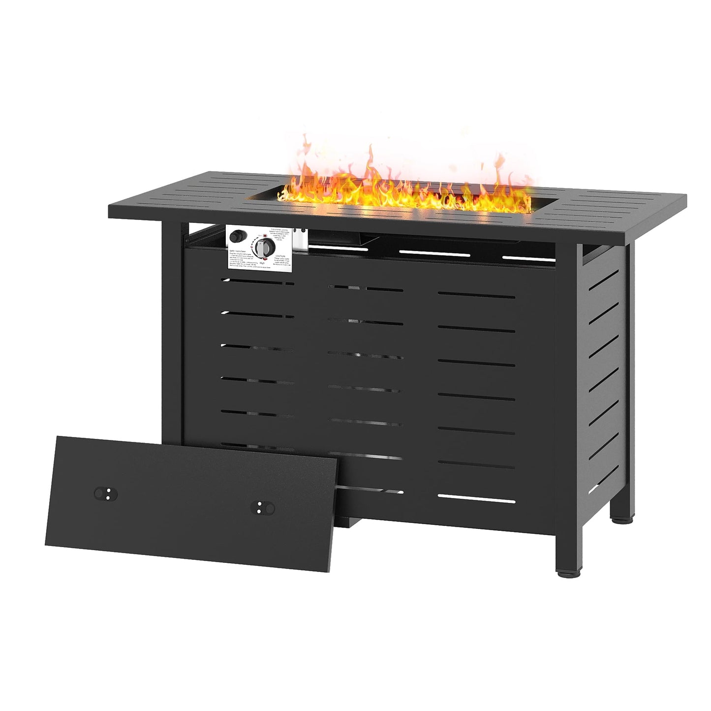 Sunmthink 40" Propane Fire Pit Table, 50,000 BTU Auto Ignition Steel Gas Fire Pit with Removable Lid & Waterproof Cover for Patio, Backyard, Black - Home OXO
