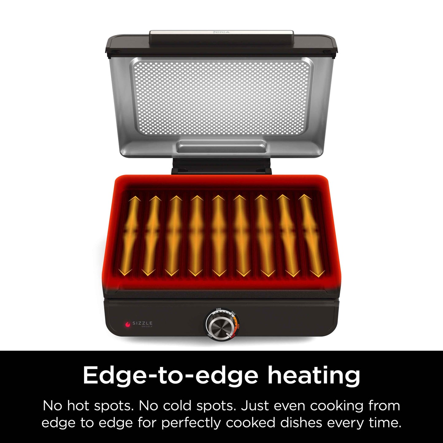 Ninja Sizzle Indoor Griddle, 14", Nonstick, Dishwasher Safe, Easy Cleanup, Black, Stainless Steel, GR100GDL