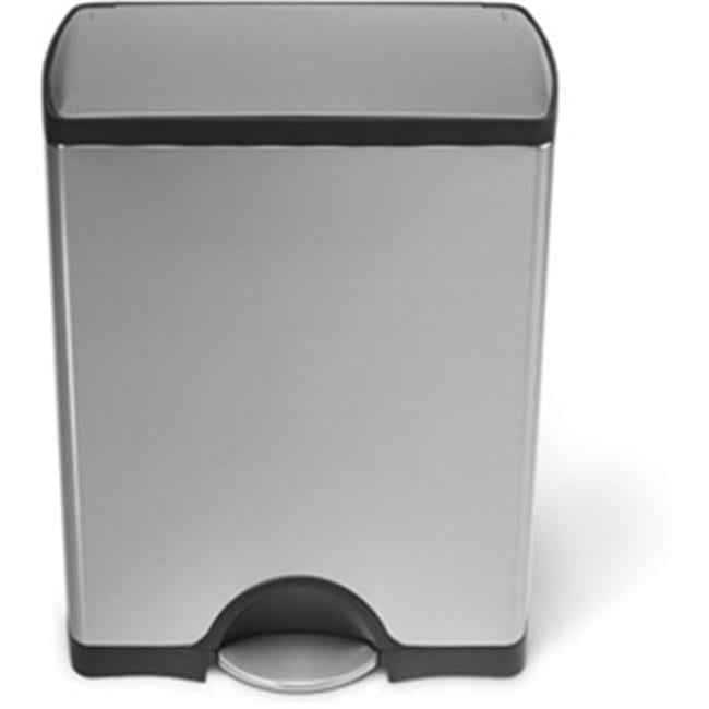 Simplehuman Trash Can,13 gal,Silver,Indoor/Outdoor CW1816