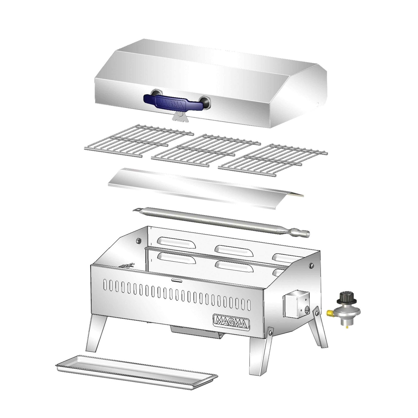 Magma A10-703 Marine Kettle Cabo Gas Grill | Portable Stainless Steel Boat BBQ | Propane Grill for Small Boats & RVs
