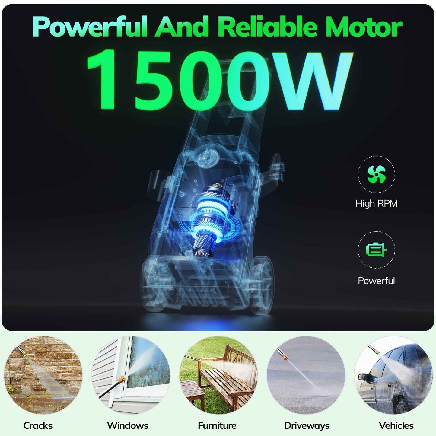 TCISA 3500 PSI Electric Pressure Washer,Max 2 GPM Power Washer with 35FT Power Cord 20FT Hose 4 Nozzles Soap Cannon for Car Garden Yard Hom