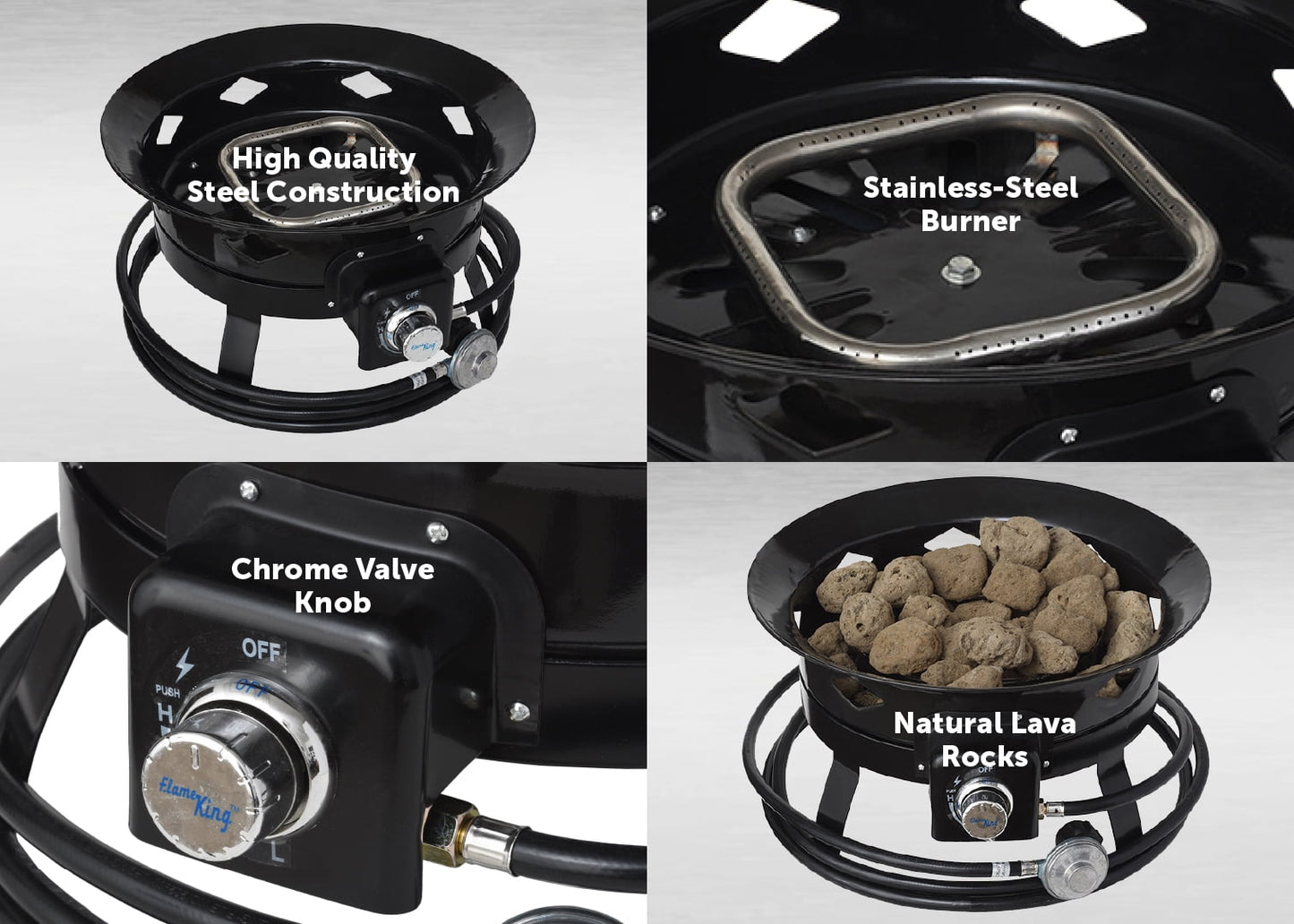 Flame King 19-inch Portable Smokeless Propane Fire Pit with Self-Igniter, 58,000 BTU - Home OXO