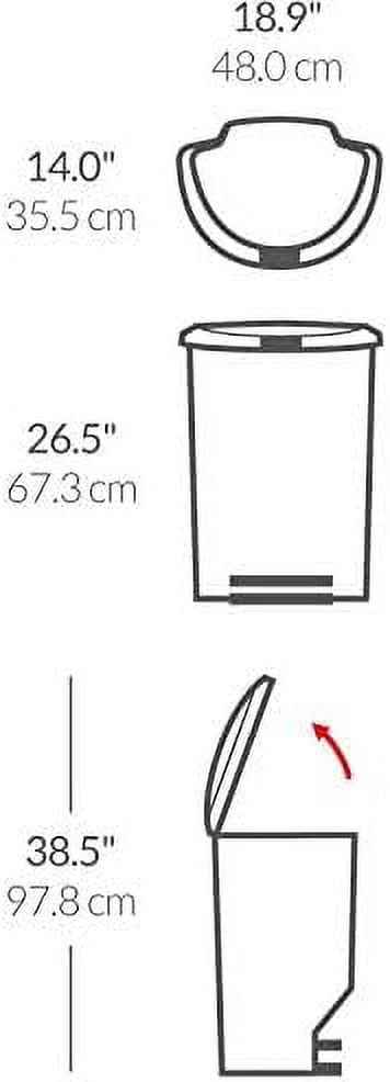 simplehuman 50L Semi Round Plastic Step Trash Can Black