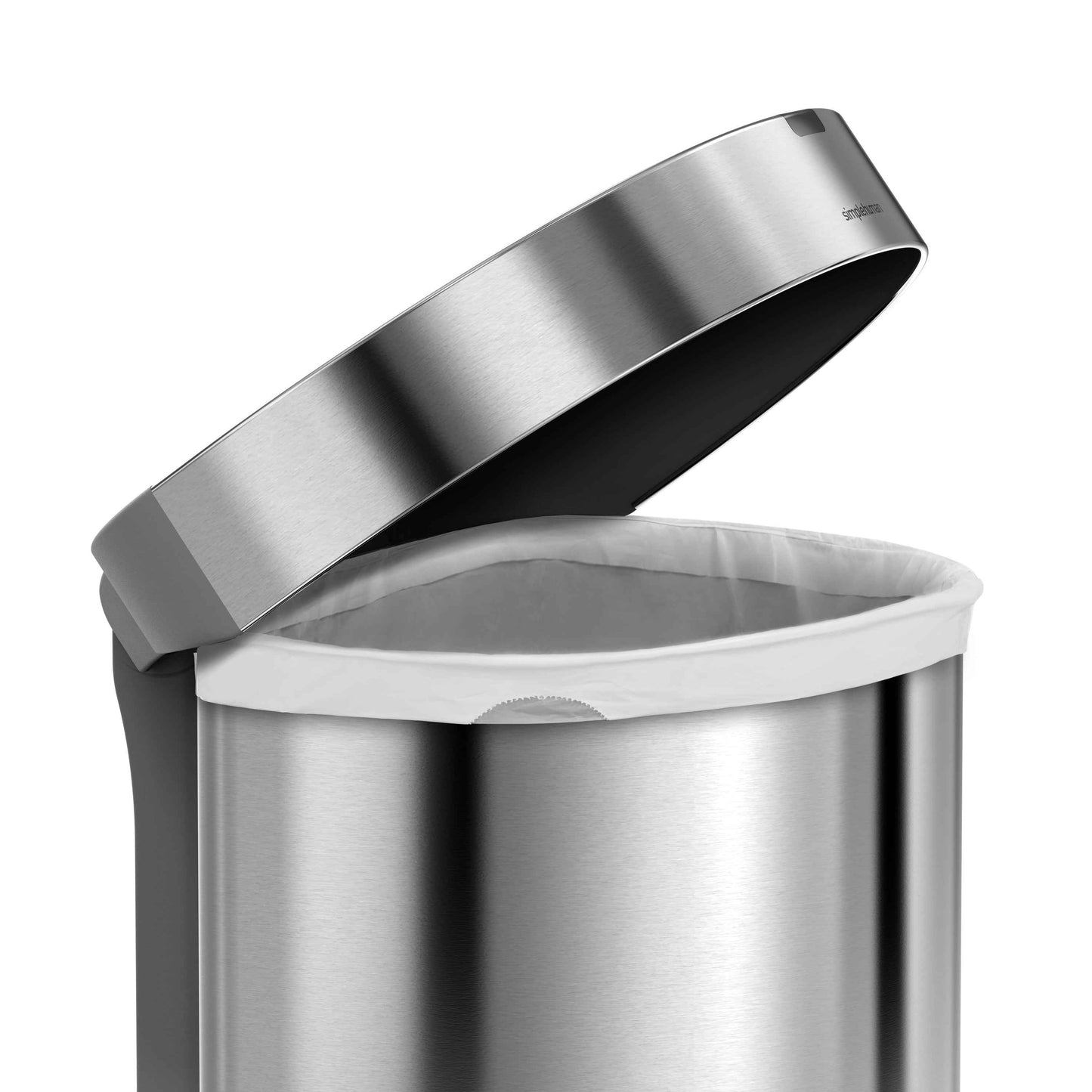simplehuman 12 Gallon Semi-Round Sensor Trash Can with Liner Pocket, Brushed Stainless Steel