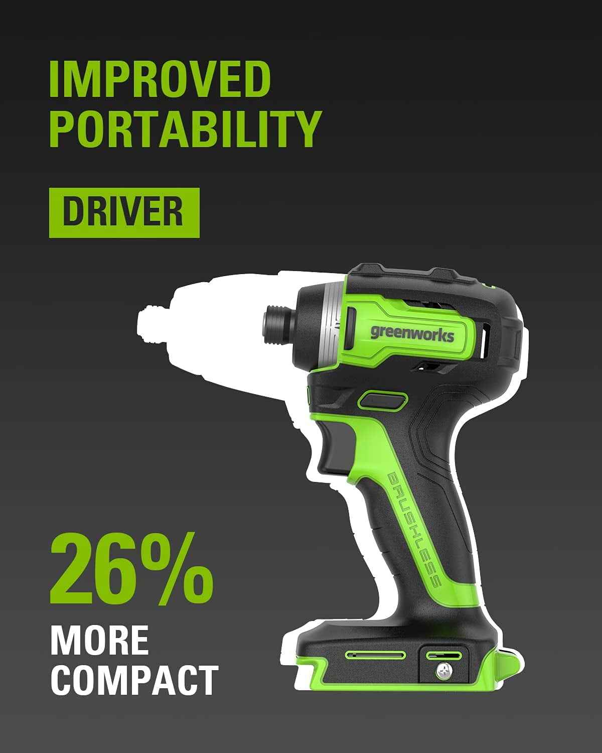 Greenworks 24V Brushless 1/2" Drill + 1/4" Impact Driver Combo Kit with (2) Batteries and Charger