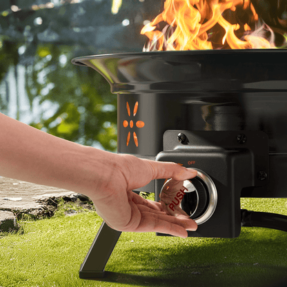 Philergo 19 inch Portable Fire Pits with Grill for Outside 58000 BTU Gas Fire Bowl with Foldable Legs & Lid & Carry Kit & Lava Rock Stone - Home OXO