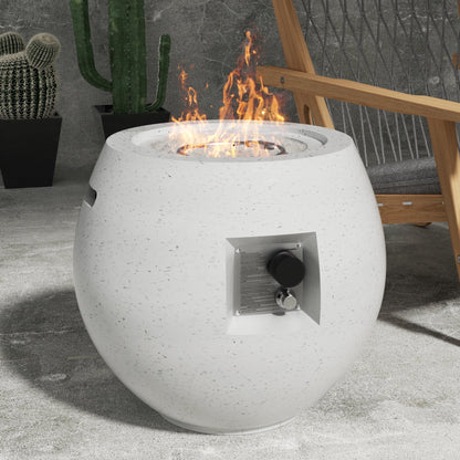 NAGA BAHNA 21" Round Propane Fire Pit 50,000BTU Terrazzo Gas Fire Pit with Glass Stones - Home OXO