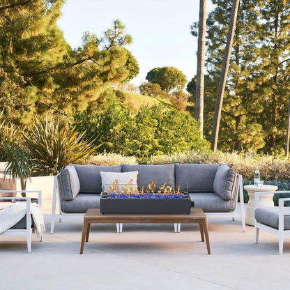 28-inch Table Top Gas Fire Pit, 40,000 BTU Tabletop Propane Fire Pit Portable Fireplace for Patio, Outdoor w/Wind Glass Shield, Glass Rocks, Carbon Gray - Home OXO