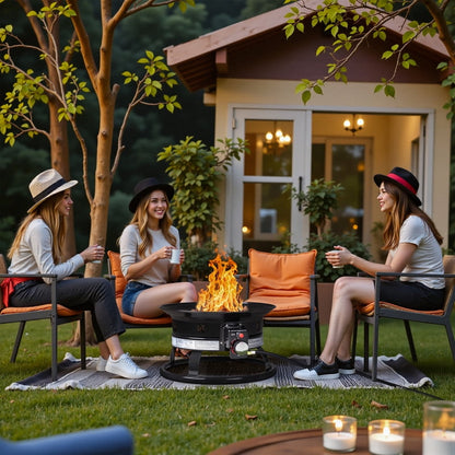 Homall Portable Propane Fire Pit for Outside, Smokeless Gas Fire Bowl with Auto-Ignition, 19-Inch Diameter Lid & Carry Kit, for Patio,, Black - Home OXO