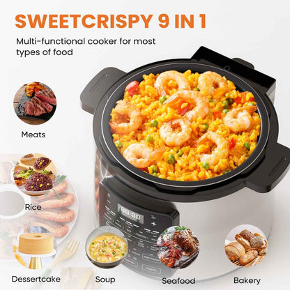 JONPONY 12-in-1 Electric Pressure Cooker 6 Quart Stainless Steel Multi Cooker for Rice, Steamer, Yogurt Maker, Slow Cook, Saute, Meat Stew, Cake, Multigrain, Black