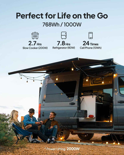 BLUETTI AC70 Portable Solar Generator, 768Wh LiFePO4 Power Station,80% Charge in 45 Mins, 1000W Rated Power (2000W Lifting Power) for Camping, Hiking, Home Backup