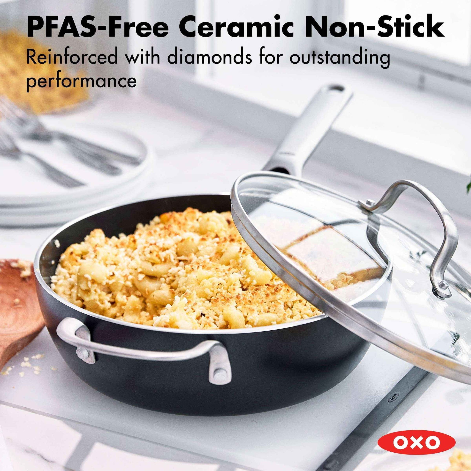 OXO Agility 10.24'' Nonstick Ceramic Chef’s Pan with Lid