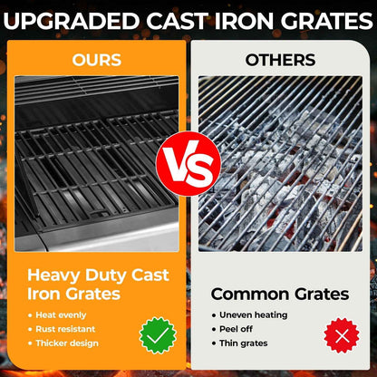 Pirecart 4 Burner Propane Gas Grill Stainless Steel BBQ Grill with 12,000 BTU Side Burner for Outdoor Cooking Kitchen and Patio Backyard Barbecue