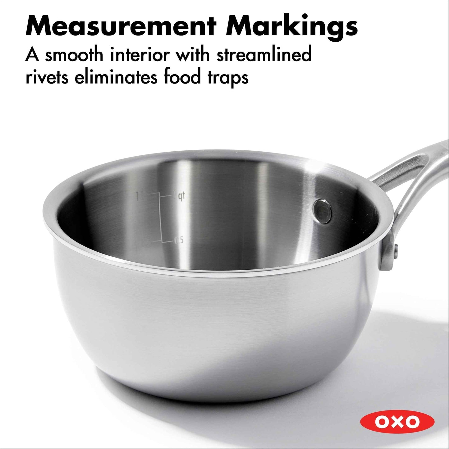 OXO Mira 4 Piece Oven Safe Stainless Steel Cookware Set, Silver