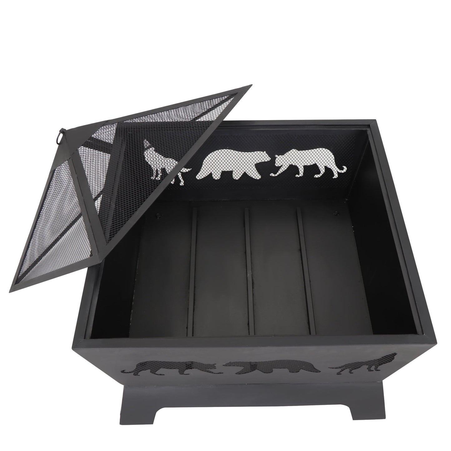 SuperDeal Patio Yard Fire Pits Wood Burning Outdoor Fireplace W/Rain Cover & Poker - Home OXO