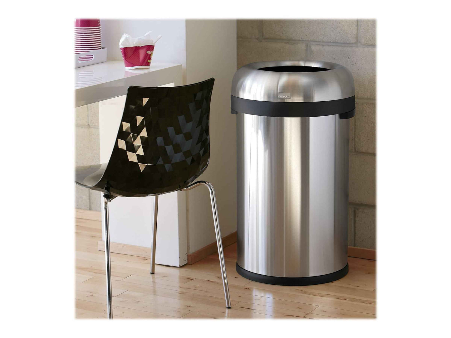 simplehuman 80 Liter / 21.1 Gallon Bullet Open Top Trash Can, Commercial Grade Heavy Gauge Brushed Stainless Steel