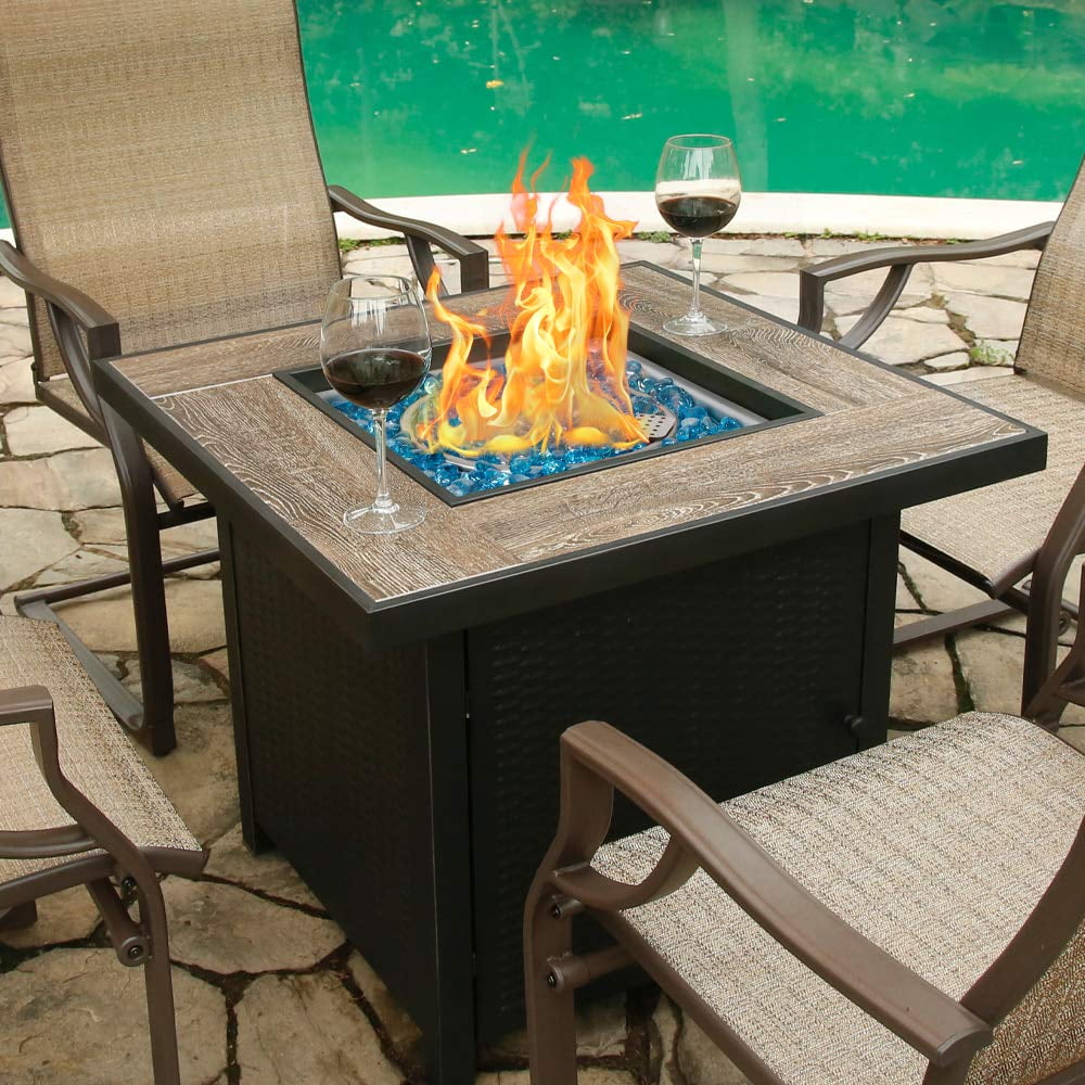 BALI OUTDOORS Propane Gas Fire Pit Table with Lid for Outside Backyard, Patio 50000 BTU 30 inch - Home OXO