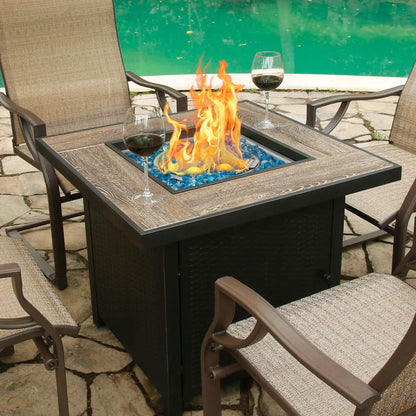 BALI OUTDOORS Propane Gas Fire Pit Table with Lid for Outside Backyard, Patio 50000 BTU 30 inch - Home OXO