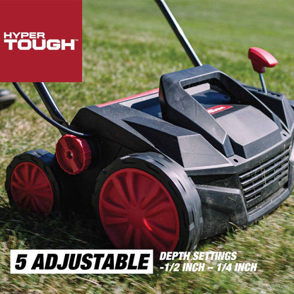 Hyper Tough 15" 13Amp Corded Electric Push Dethatcher/Scarifier Walk-Behind Lawn Mower