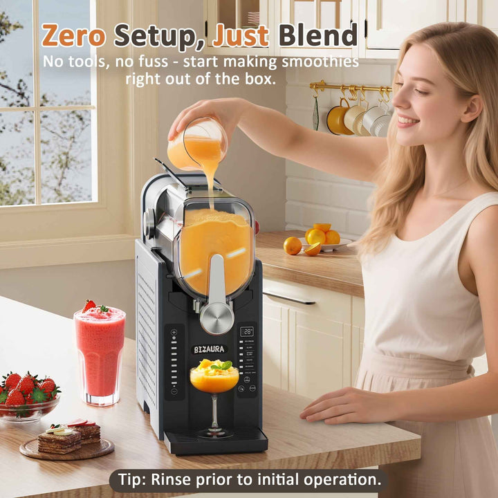 BIZAURA Slushie Machine, Slushy Machine for Home No Ice Need, Professional Frozen Drink Maker, 6 Presets for Milkshakes, Frappés, Slush, Ice Cream