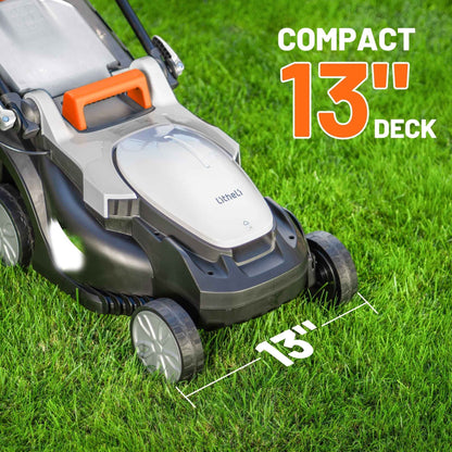 Litheli Cordless Lawn Mower, U20 Series 20V Electric Lawn Mowers, 13 Inch, Adjustment Heights, Light Weight, With 2*2.0Ah Portable Battery, for Garden/Yard/Farm
