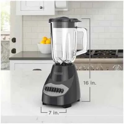 Black & Decker 10 Speed Blender – 5 Cup Glass Blending Jar – Gray