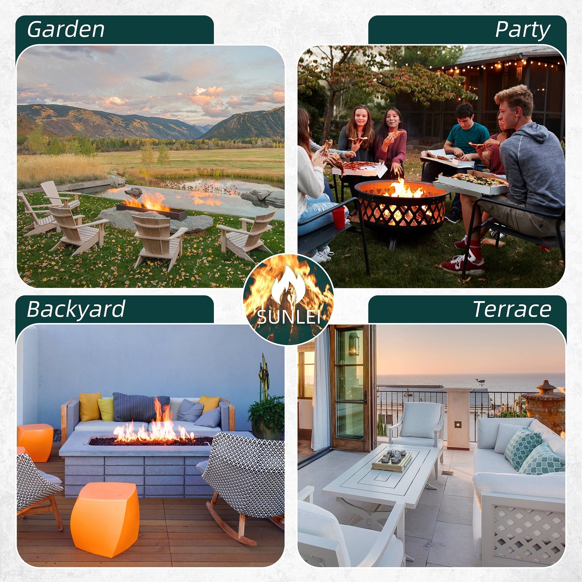 Walsunny 45" Propane Fire Pit Table 50,000 BTU Steel Gas Fire Pit with Removable Lid & Waterproof Cover and Tables - Home OXO