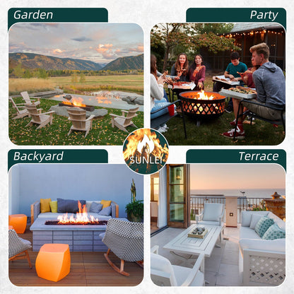 Walsunny 45" Propane Fire Pit Table 50,000 BTU Steel Gas Fire Pit with Removable Lid & Waterproof Cover and Tables - Home OXO