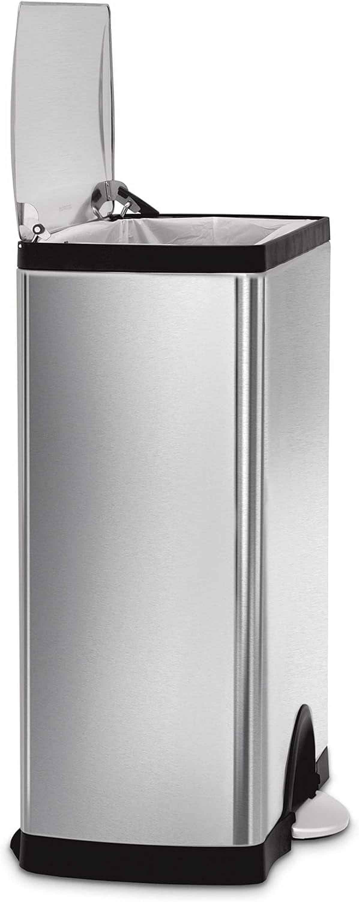 Simplehuman Trash Can,13 gal,Silver,Indoor/Outdoor CW1816