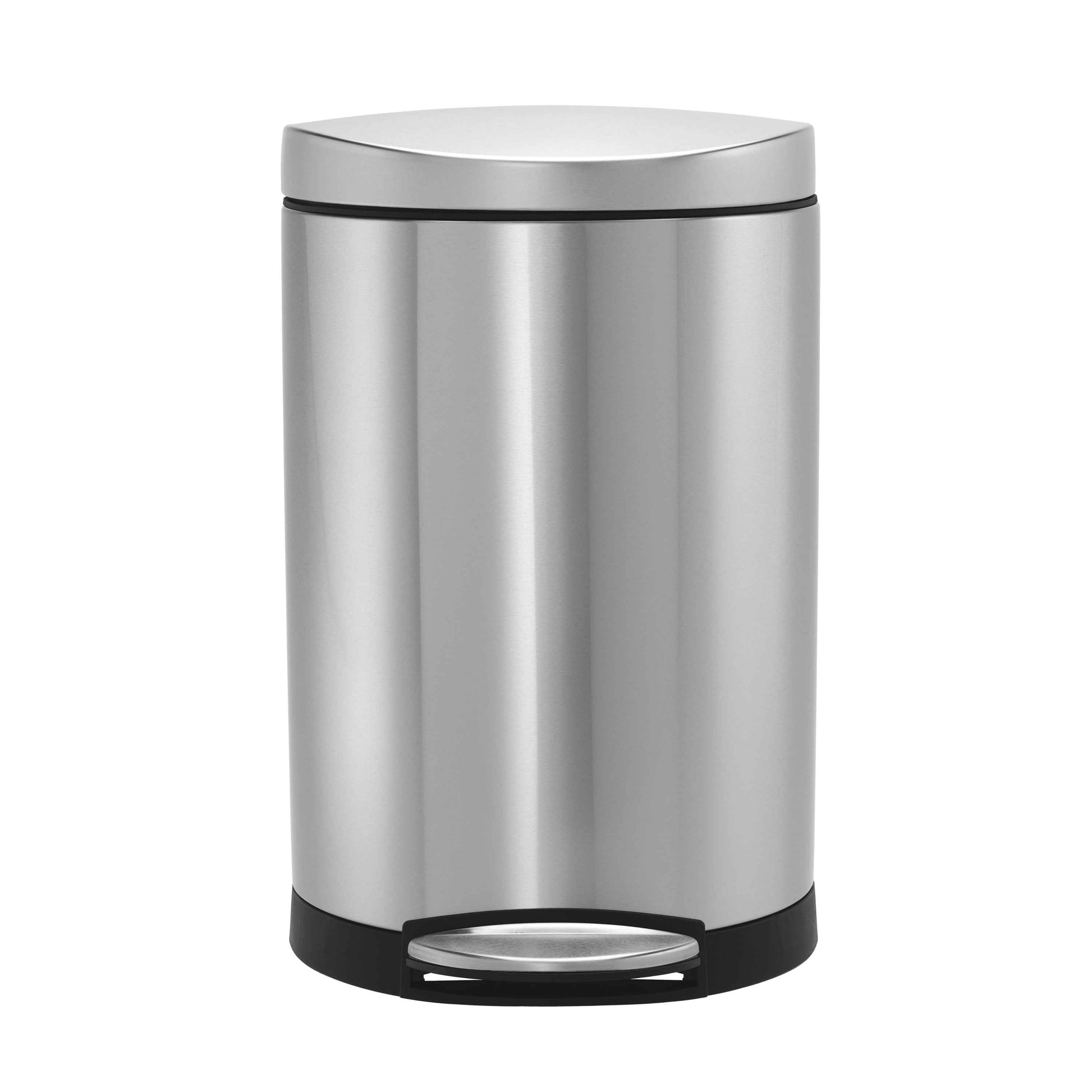 simplehuman 10 Liter / 2.6 Gallon Small Semi-Round Bathroom Step Trash Can, Brushed Stainless Steel