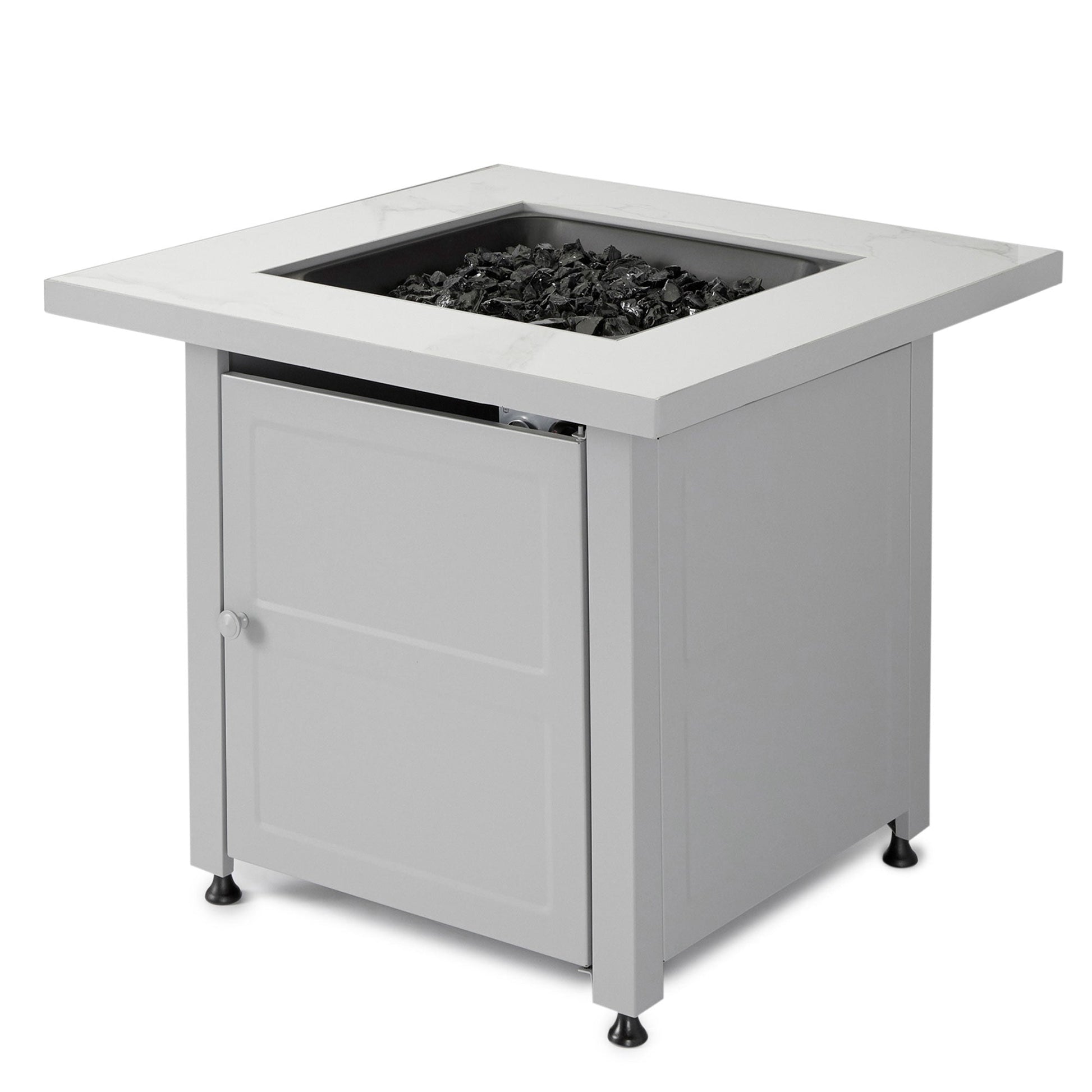 Endless Summer Outdoor Fire Pit Table with Faux Marble Finish, Black Glass - Home OXO