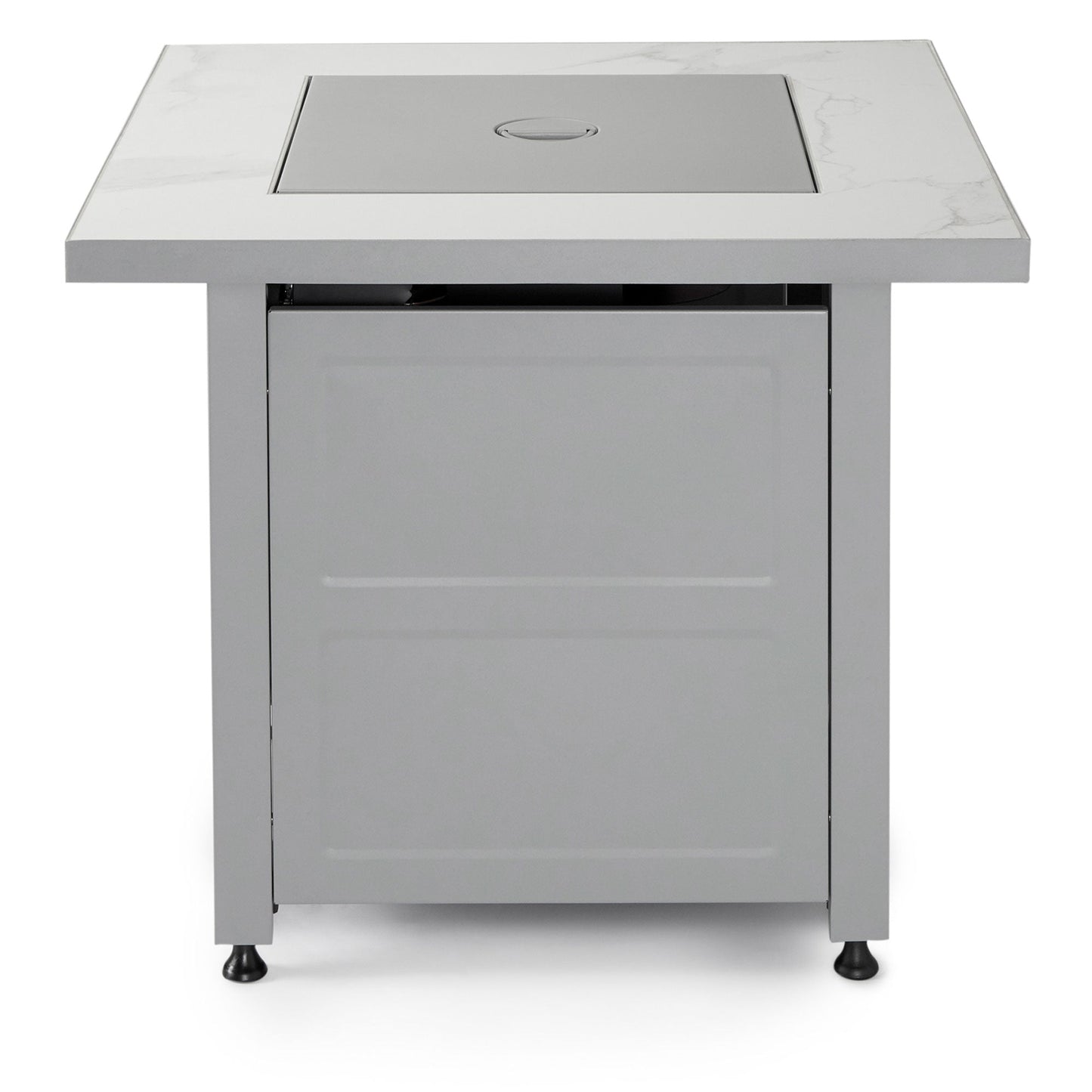 Endless Summer Outdoor Fire Pit Table with Faux Marble Finish, Black Glass - Home OXO