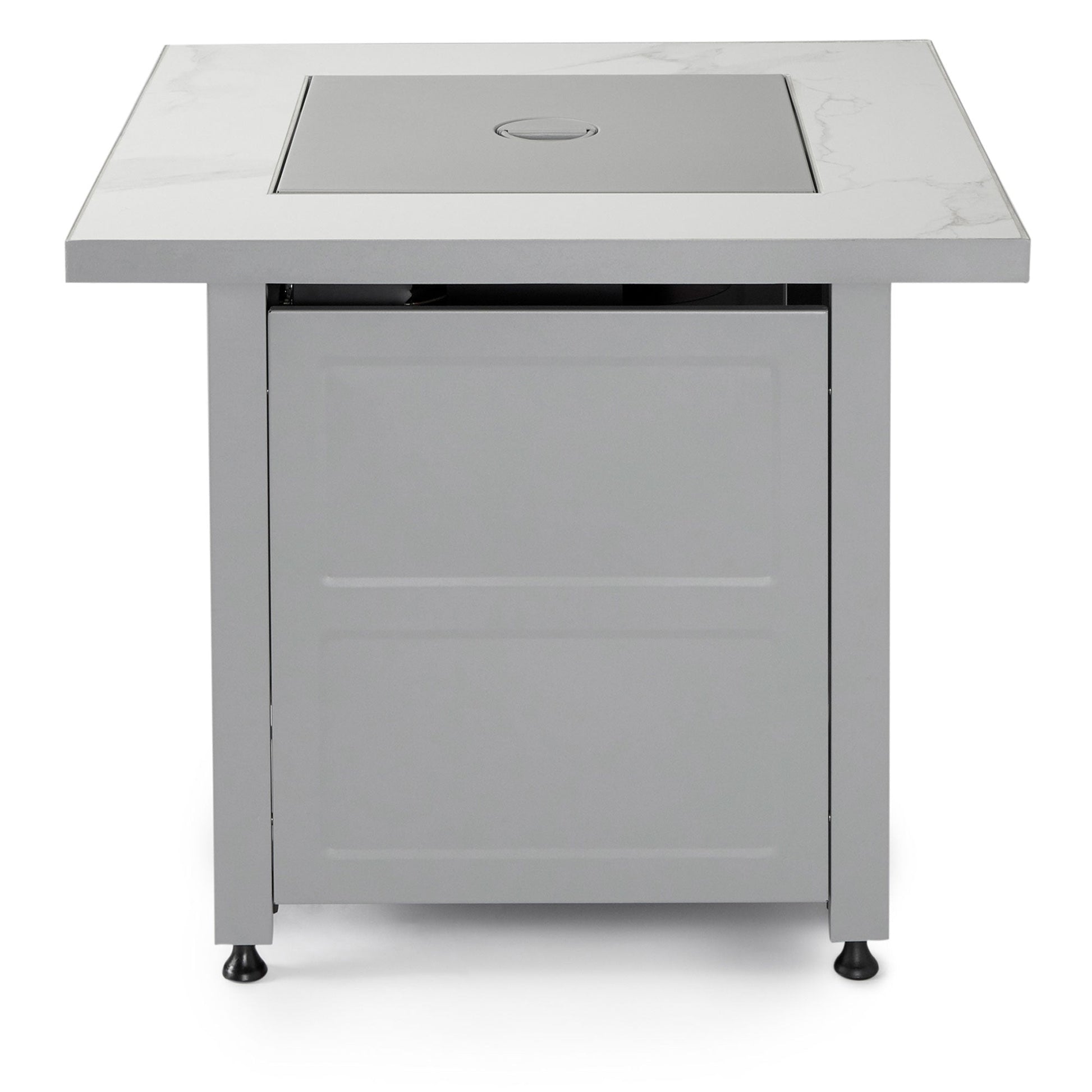 Endless Summer Outdoor Fire Pit Table with Faux Marble Finish, Black Glass - Home OXO