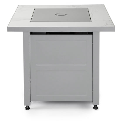 Endless Summer Outdoor Fire Pit Table with Faux Marble Finish, Black Glass - Home OXO