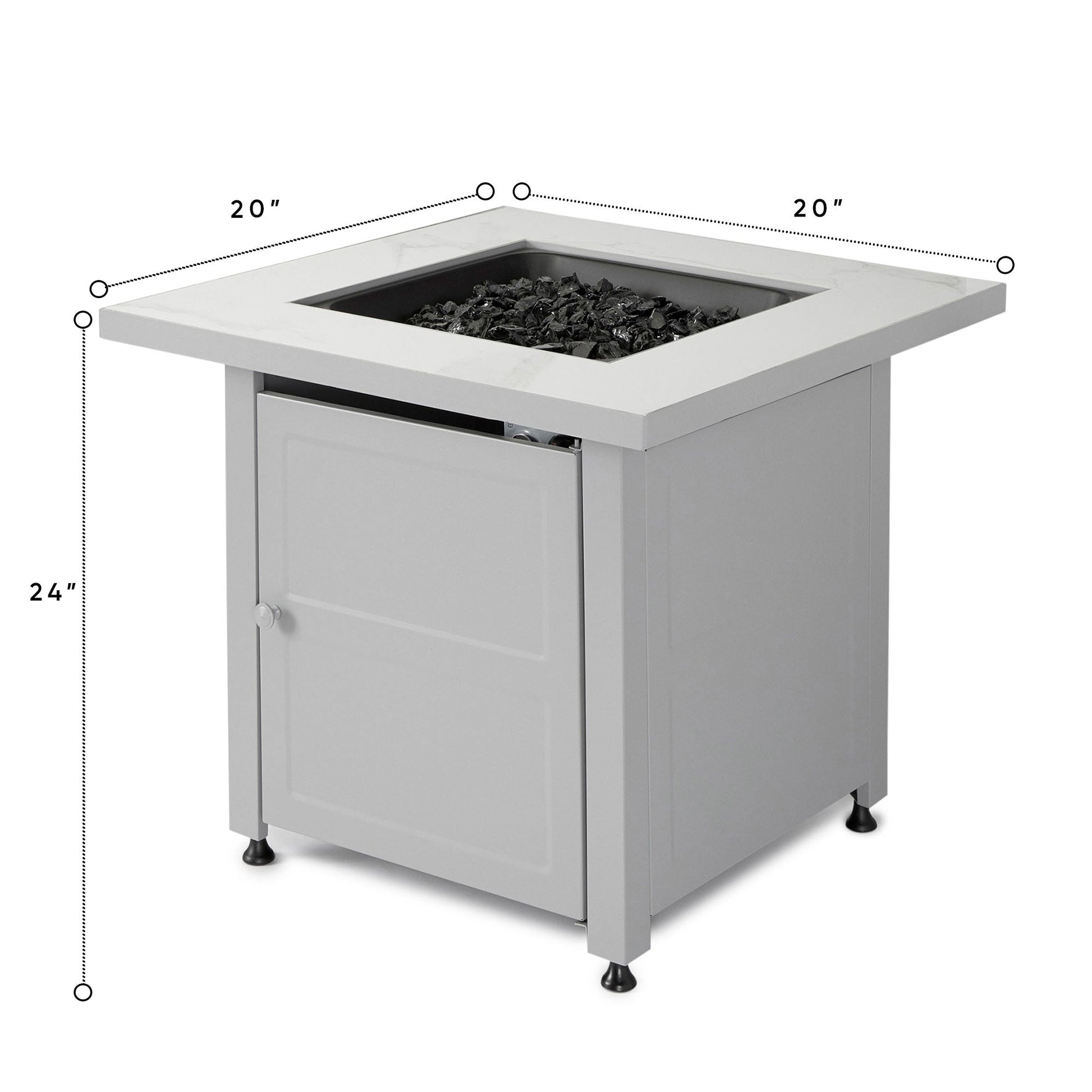 Endless Summer Outdoor Fire Pit Table with Faux Marble Finish, Black Glass - Home OXO