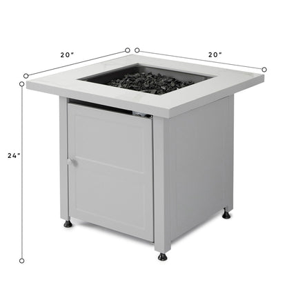 Endless Summer Outdoor Fire Pit Table with Faux Marble Finish, Black Glass - Home OXO