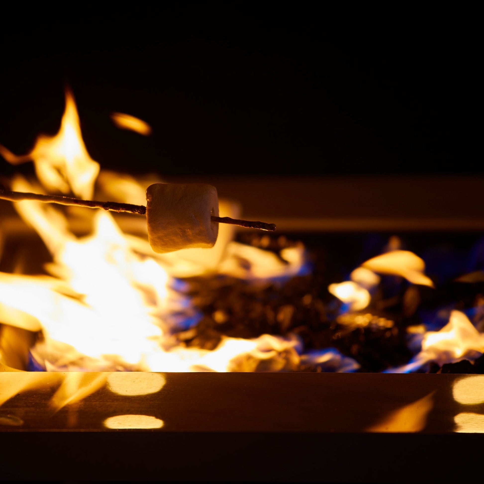 Endless Summer Outdoor Fire Pit Table with Faux Marble Finish, Black Glass - Home OXO