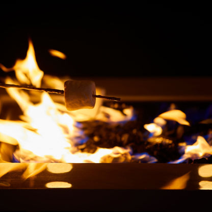 Endless Summer Outdoor Fire Pit Table with Faux Marble Finish, Black Glass - Home OXO