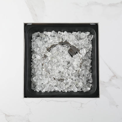 Endless Summer Outdoor Fire Pit Table with Faux Marble Finish, White Glass - Home OXO