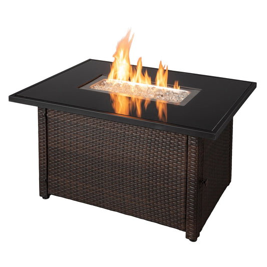 Endless Summer 40,000 BTU Rectangular LP Gas Outdoor Fire Pit Table, Brown/Black - Home OXO