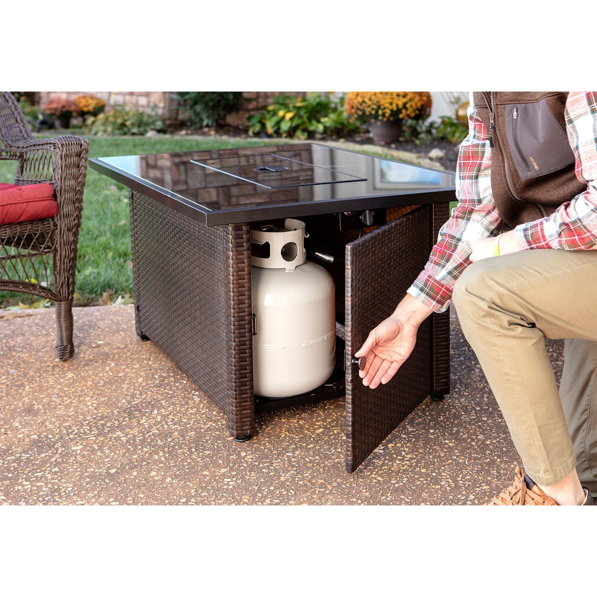 Endless Summer 40,000 BTU Rectangular LP Gas Outdoor Fire Pit Table, Brown/Black - Home OXO