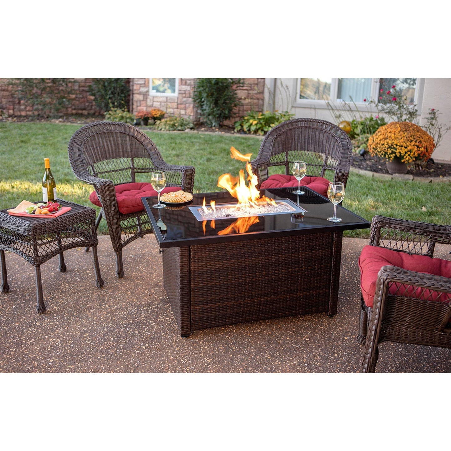 Endless Summer 40,000 BTU Rectangular LP Gas Outdoor Fire Pit Table, Brown/Black - Home OXO