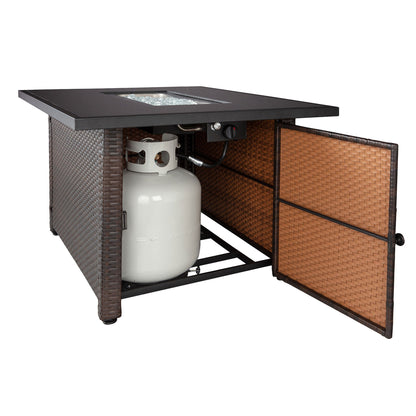 Endless Summer 40,000 BTU Rectangular LP Gas Outdoor Fire Pit Table, Brown/Black - Home OXO