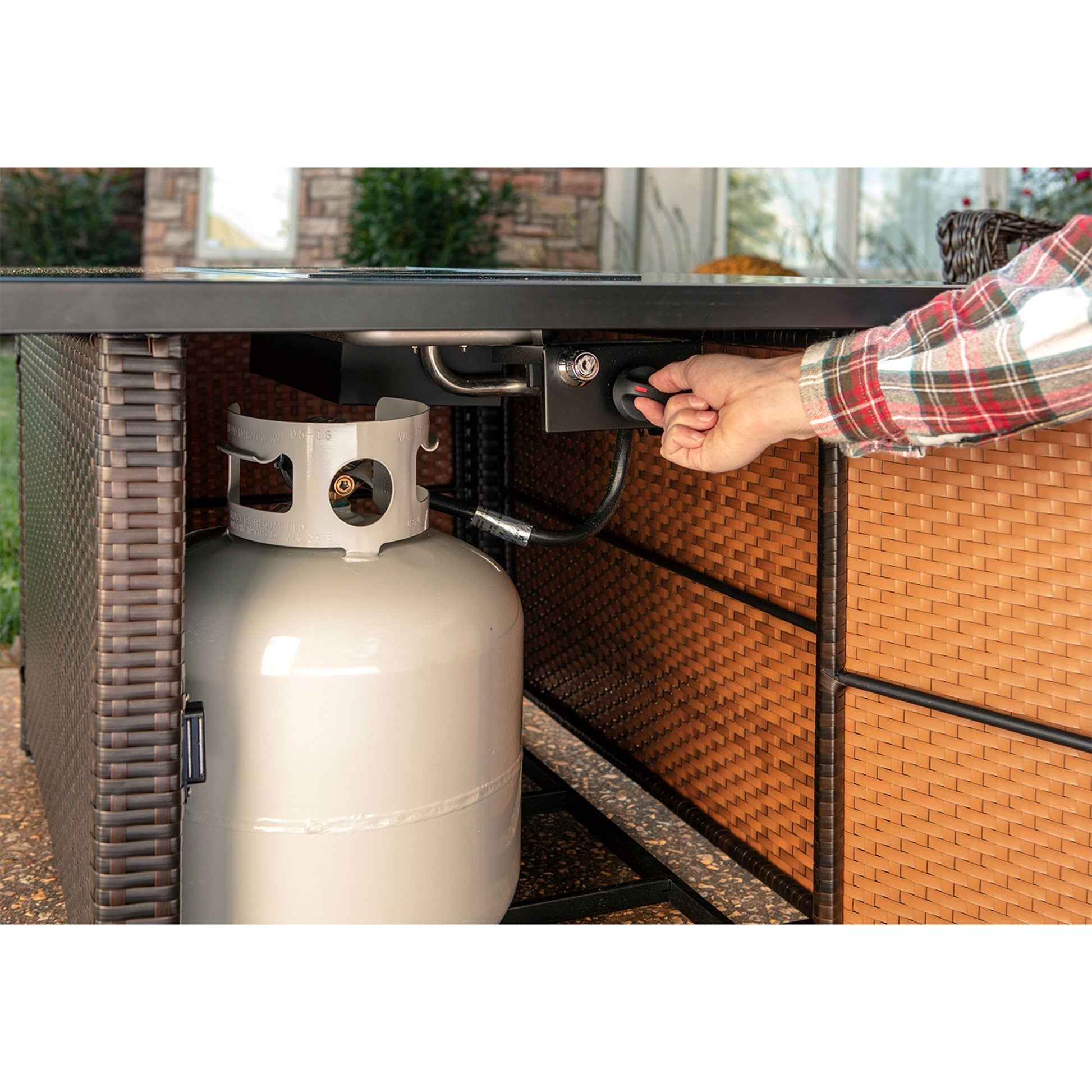 Endless Summer 40,000 BTU Rectangular LP Gas Outdoor Fire Pit Table, Brown/Black - Home OXO