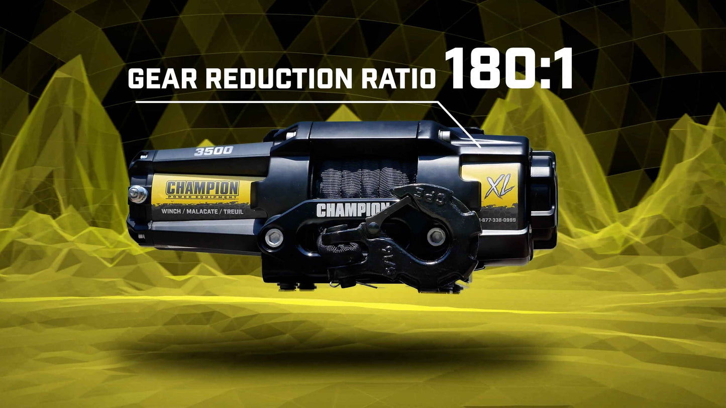 Champion Power Equipment XL 3500-lb. ATV/UTV Synthetic Rope Winch Kit