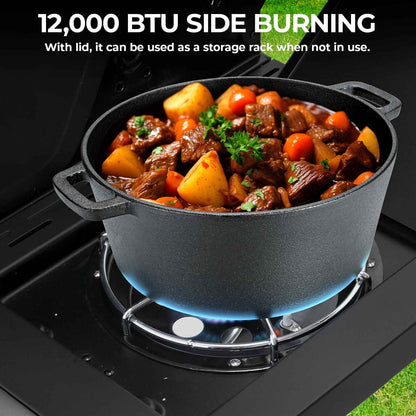 Pirecart 4 Burner Propane Gas Grill Stainless Steel BBQ Grill with 12,000 BTU Side Burner for Outdoor Cooking Kitchen and Patio Backyard Barbecue