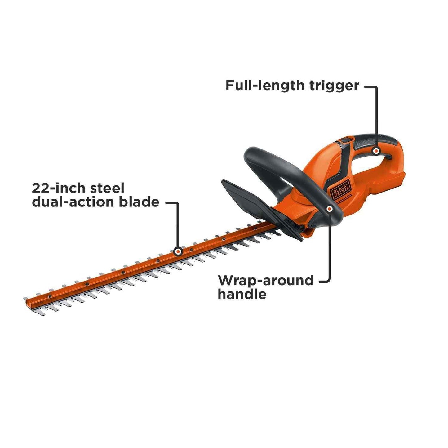 BLACK+DECKER 20V MAX* Lithium 22-inch Cordless Hedge Trimmer - Battery and Charger Not Included, (LHT2220B)
